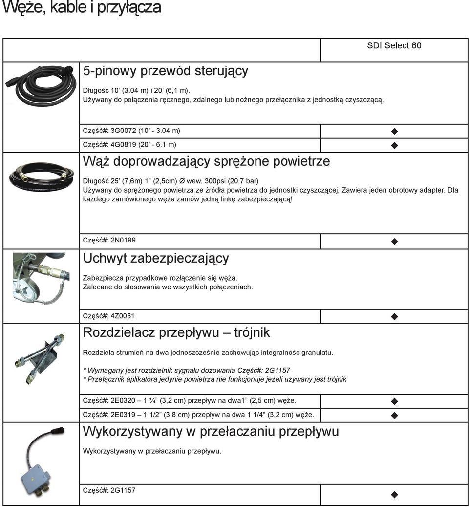 Zawiera jeden obrotowy adapter. Dla każdego zamówionego węża zamów jedną linkę zabezpieczającą! Część#: 2N0199 Uchwyt zabezpieczający Zabezpiecza przypadkowe rozłączenie się węża.