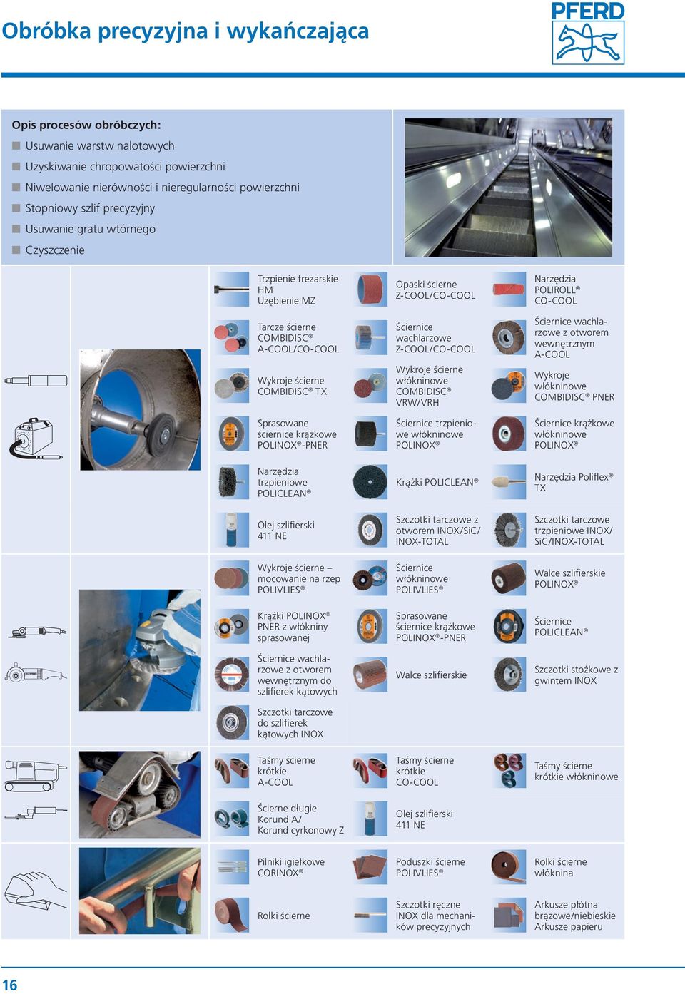 wachlarzowe Z-COOL/CO-COOL Ściernice wachlarzowe z otworem wewnętrznym A-COOL Wykroje ścierne COMBIDISC TX Wykroje ścierne włókninowe COMBIDISC VRW/VRH Wykroje włókninowe COMBIDISC PNER Sprasowane
