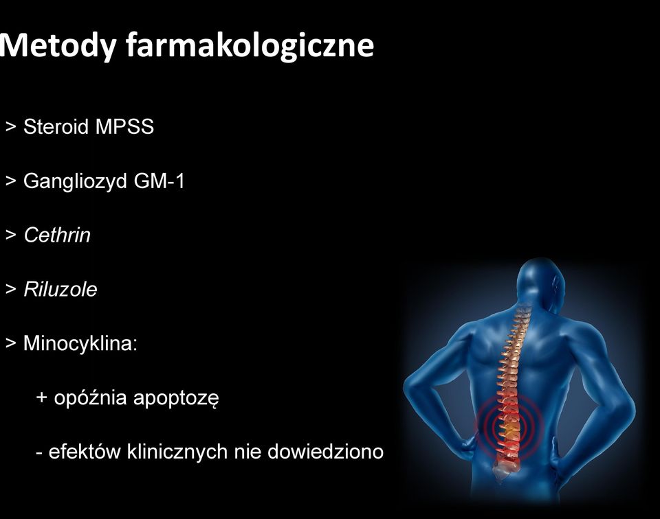 Riluzole > Minocyklina: + opóźnia