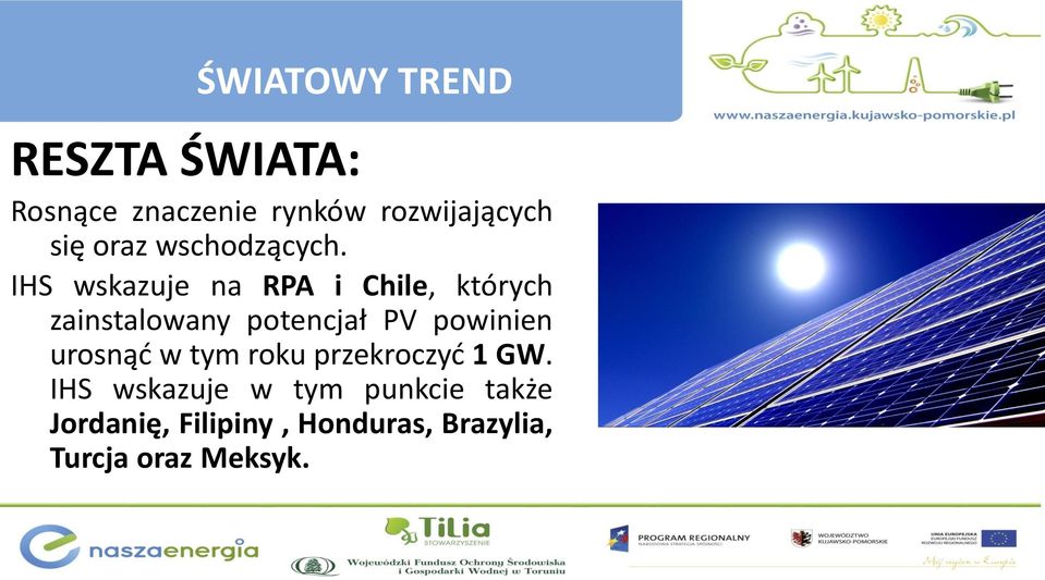 IHS wskazuje na RPA i Chile, których zainstalowany potencjał PV powinien