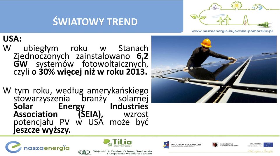 W tym roku, według amerykańskiego stowarzyszenia branży solarnej Solar