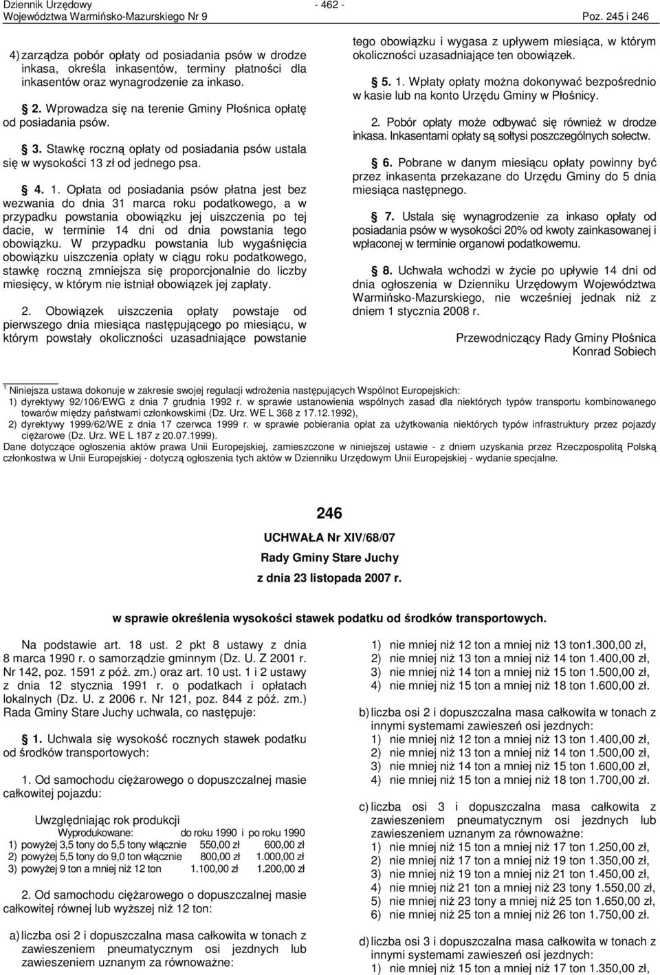 3. Stawkę roczną opłaty od posiadania psów ustala się w wysokości 13