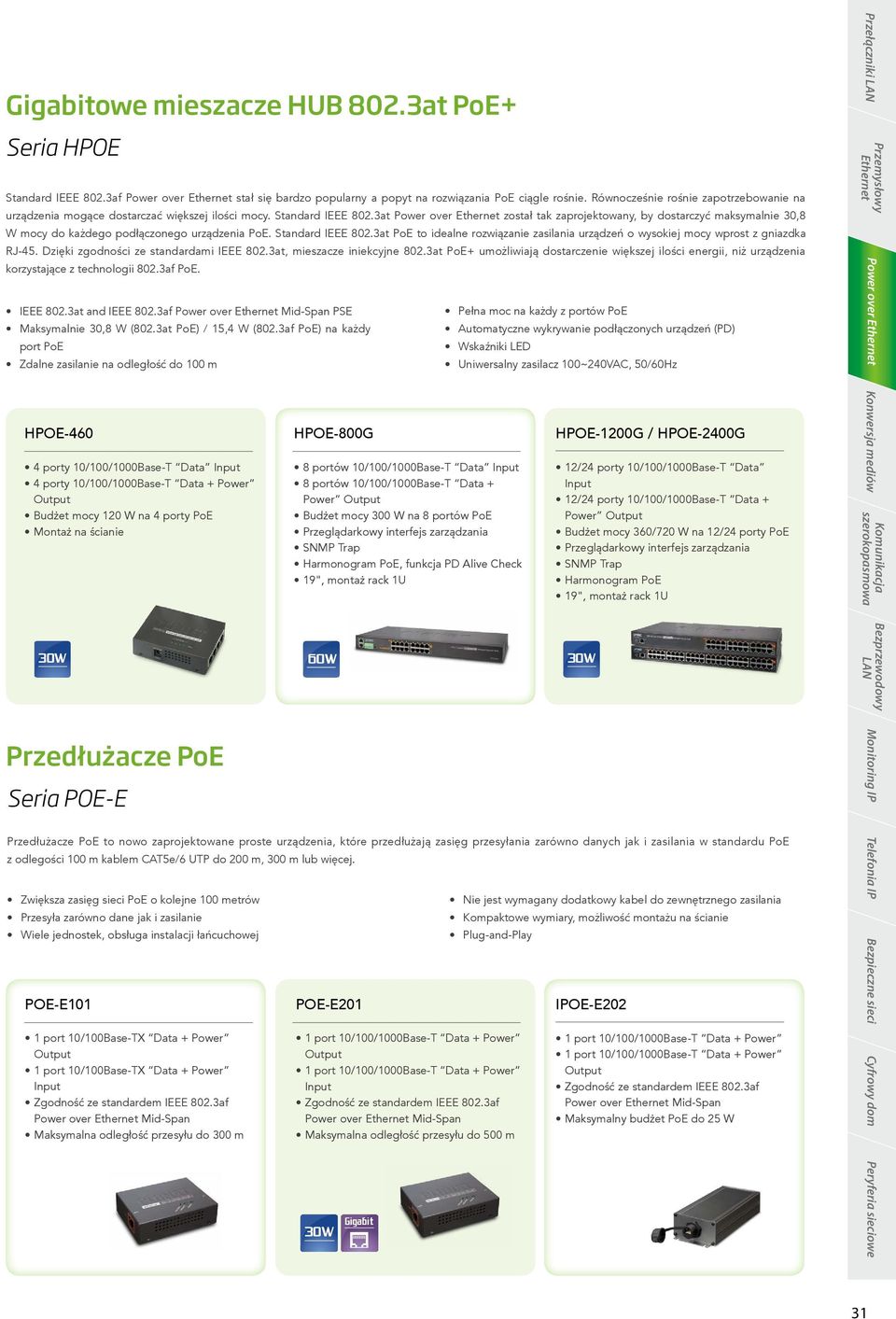 3at Power over Ethernet został tak zaprojektowany, by dostarczyć maksymalnie 30,8 W mocy do każdego podłączonego urządzenia. Standard IEEE 802.