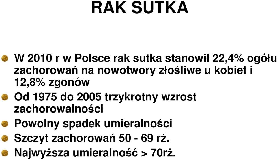 1975 do 2005 trzykrotny wzrost zachorowalności Powolny spadek