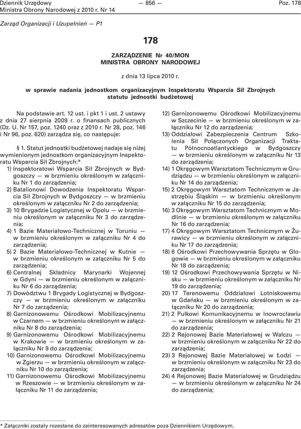 o finansach publicznych (Dz. U. Nr 157, poz. 1240 oraz z 2010 r. Nr 28, poz. 146 i Nr 96, poz. 620) zarządza się, co następuje: 1.