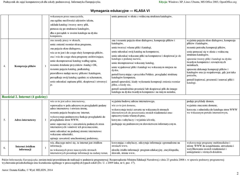 Kompresja plików zna zasady pracy w oknach, umie zmienić rozmiar okna programu, zna pojęcia okno dialogowe, wie co to jest i do czego służy kompresja plików, zna i wie do czego służą programy