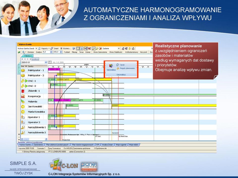 uwzględnieniem ograniczeń zasobów i materiałów według