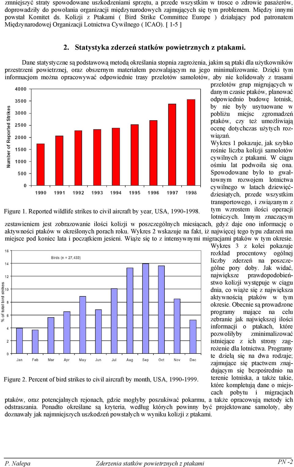 Statystyka zderzeń statków powietrznych z ptakami.