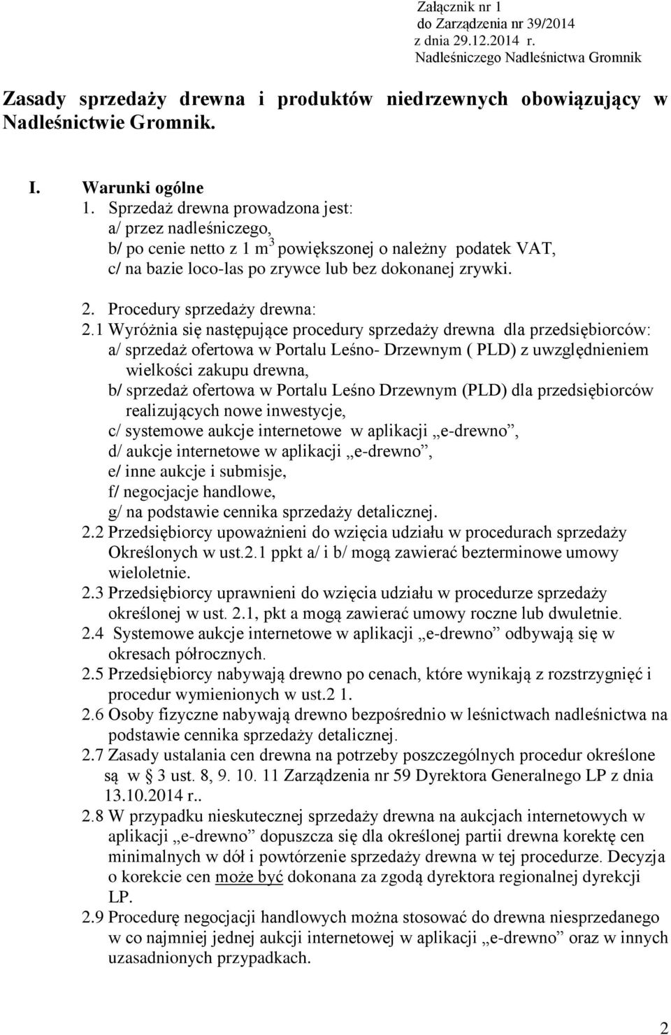 Procedury sprzedaży drewna: 2.