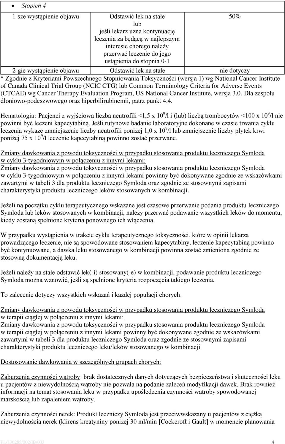 CTG) lub Common Terminology Criteria for Adverse Events (CTCAE) wg Cancer Therapy Evaluation Program, US National Cancer Institute, wersja 3.0.