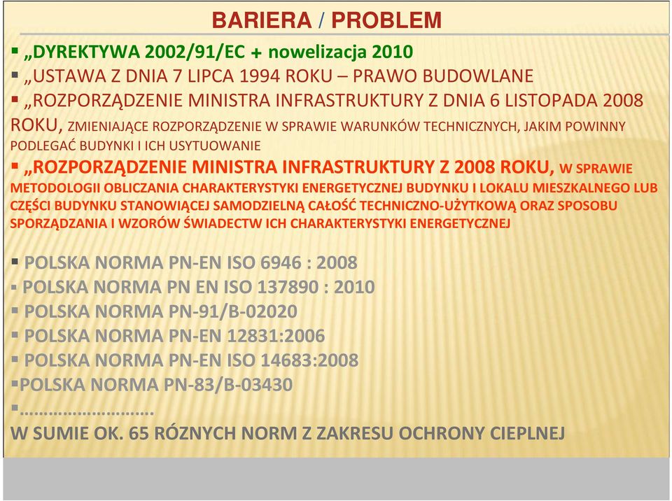 ENERGETYCZNEJ BUDYNKU I LOKALU MIESZKALNEGO LUB CZĘŚCI BUDYNKU STANOWIĄCEJ SAMODZIELNĄ CAŁOŚĆ TECHNICZNO-UŻYTKOWĄ ORAZ SPOSOBU SPORZĄDZANIA I WZORÓW ŚWIADECTW ICH CHARAKTERYSTYKI ENERGETYCZNEJ POLSKA