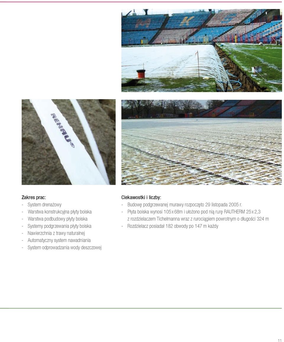 liczby: - Budowę podgrzewanej murawy rozpoczęto 29 listopada 2005 r.