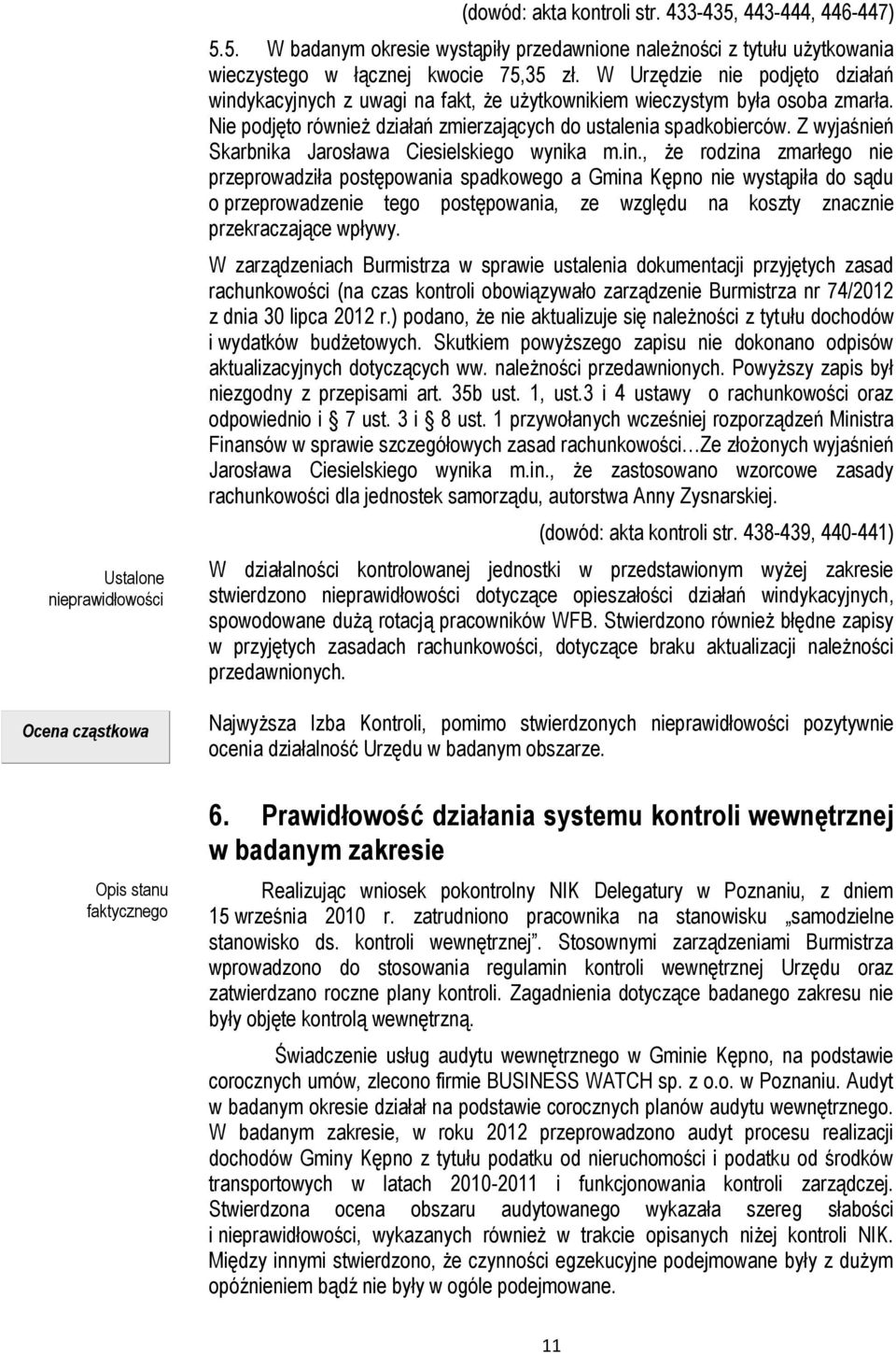 W Urzędzie nie podjęto działań windykacyjnych z uwagi na fakt, że użytkownikiem wieczystym była osoba zmarła. Nie podjęto również działań zmierzających do ustalenia spadkobierców.