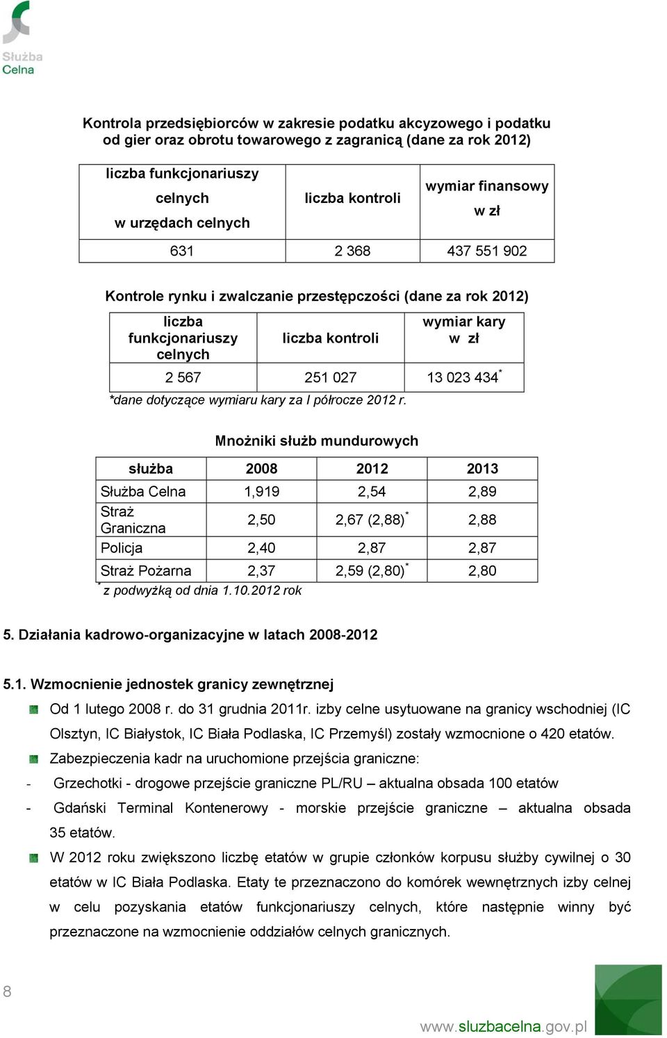 dotyczące wymiaru kary za I półrocze 2012 r.