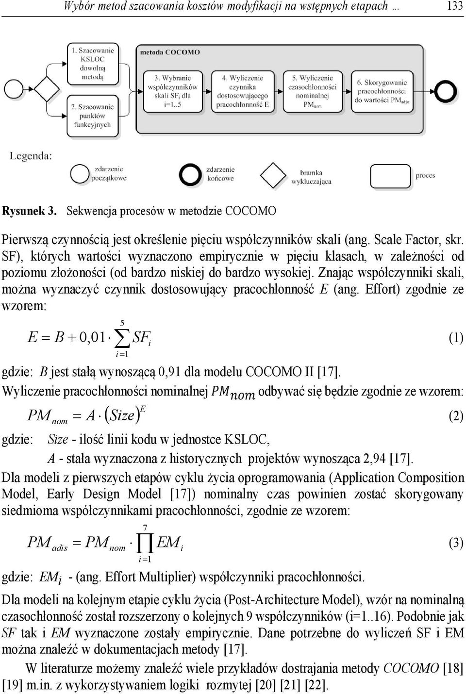 Znając współczynniki skali, można wyznaczyć czynnik dostosowujący pracochłonność E (ang.