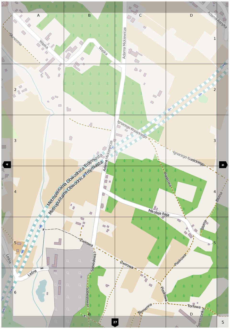 Metropolitalna Obwodnica Trójmiasta Piaskowa Mikołaja Reja łotna łotna Żwirowa
