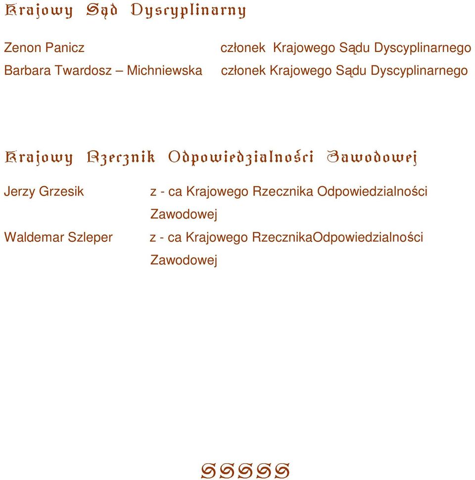 Odpowiedzialności Zawodowej Jerzy Grzesik Waldemar Szleper z - ca Krajowego