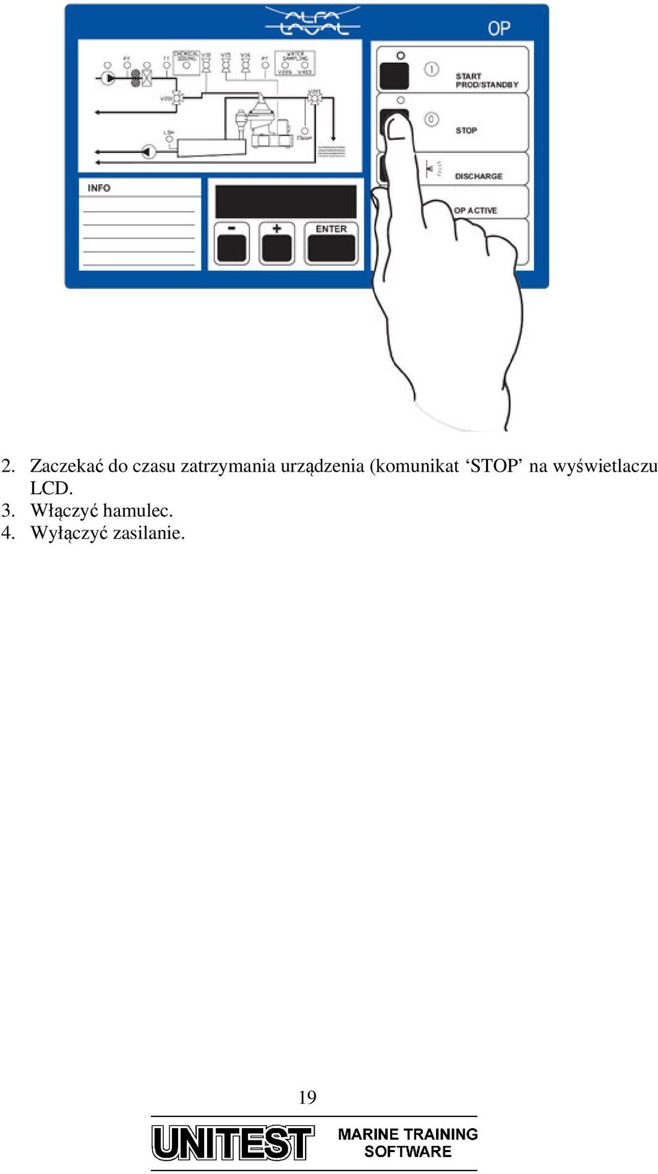 (komunikat STOP na wyświetlaczu