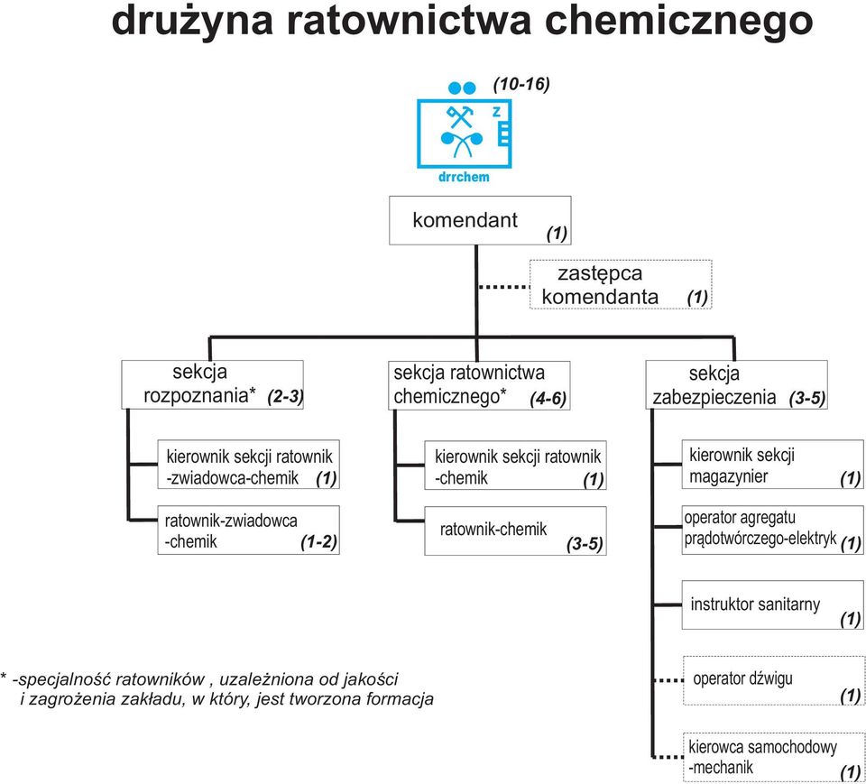 ratownik-zwiadowca -chemik (1-2) ratownik-chemik (3-5) operator agregatu pr¹dotwórczego-elektryk instruktor sanitarny *