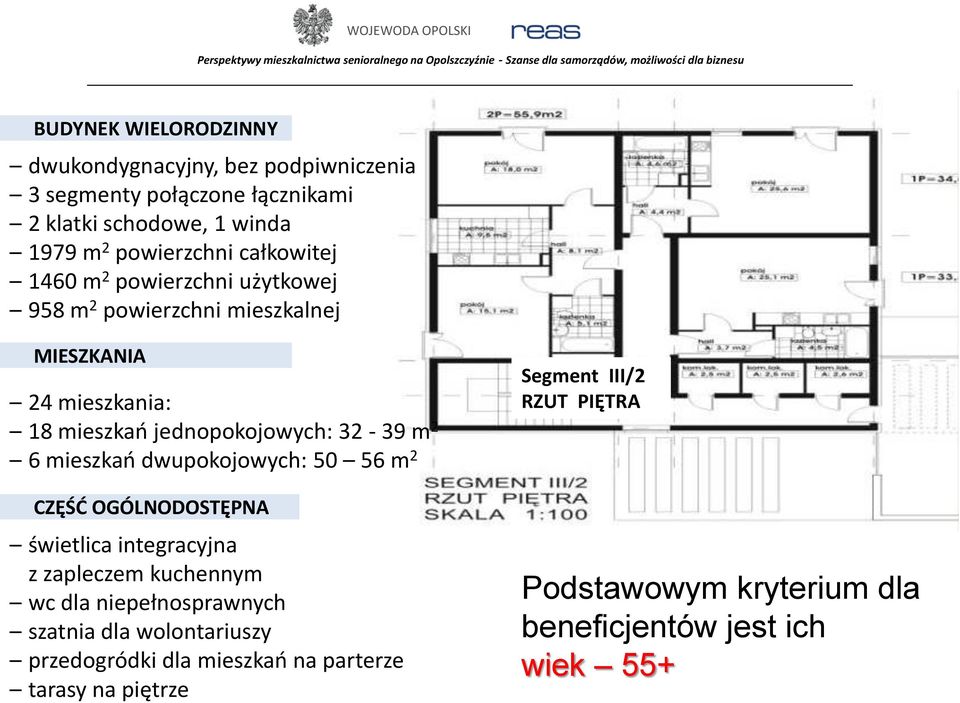 mieszkań dwupokojowych: 50 56 m 2 CZĘŚĆ OGÓLNODOSTĘPNA świetlica integracyjna z zapleczem kuchennym wc dla niepełnosprawnych szatnia dla