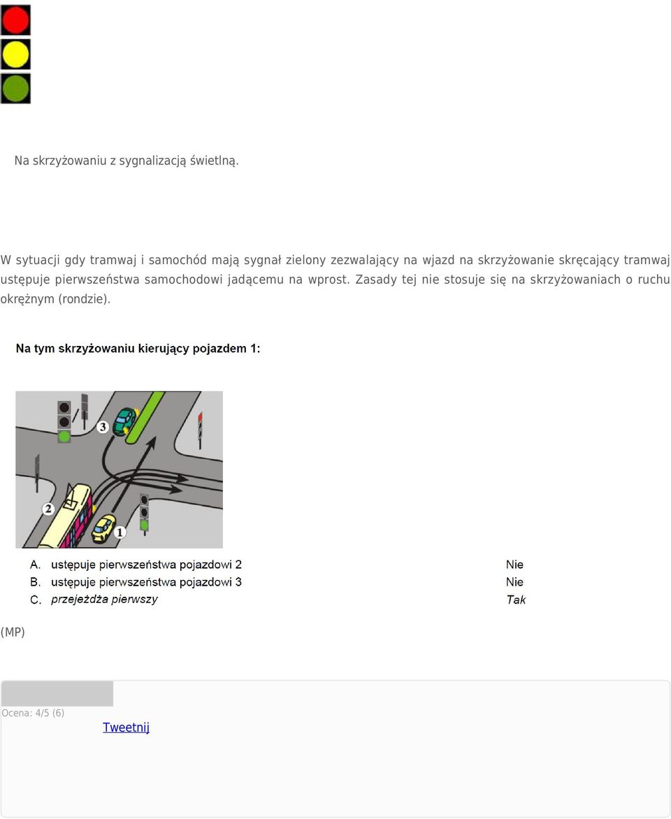 na skrzyżowanie skręcający tramwaj ustępuje pierwszeństwa samochodowi