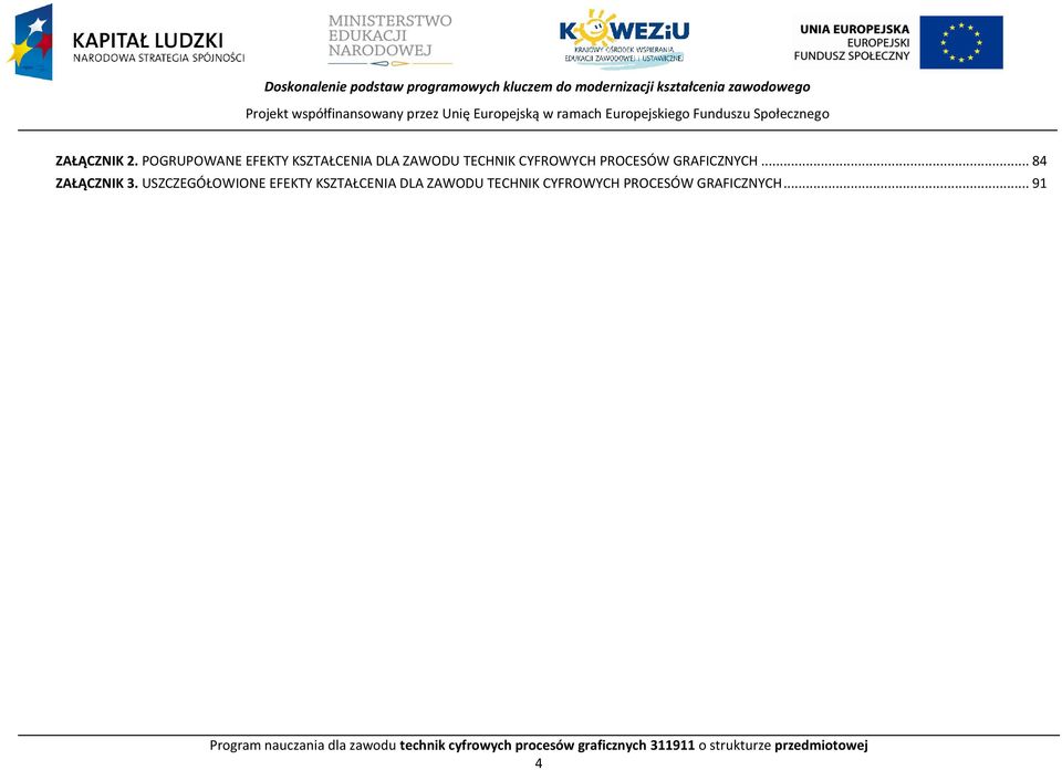 .. 84 ZAŁĄZNIK 3. USZZEGÓŁOWIONE EFEKTY KSZTAŁENIA DLA ZAWODU TEHNIK YFROWYH ROESÓW GRAFIZNYH.
