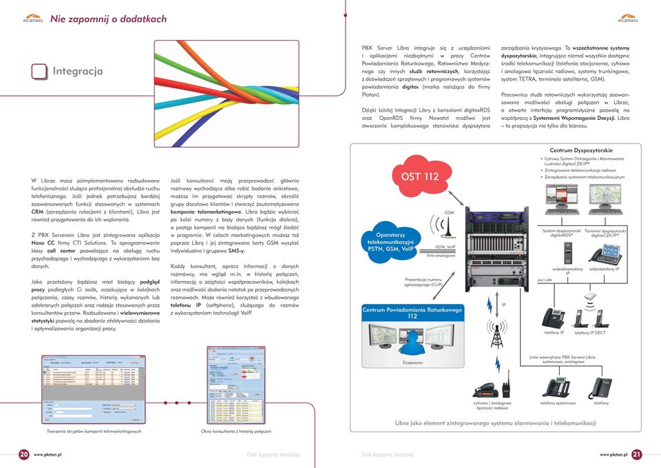 Dzięki ścisłej integracji Libry z konsolami digitexrds oraz OpenRDS firmy Nowatel możliwe jest stworzenie kompleksowego stanowiska dyspozytora zarządzania kryzysowego.