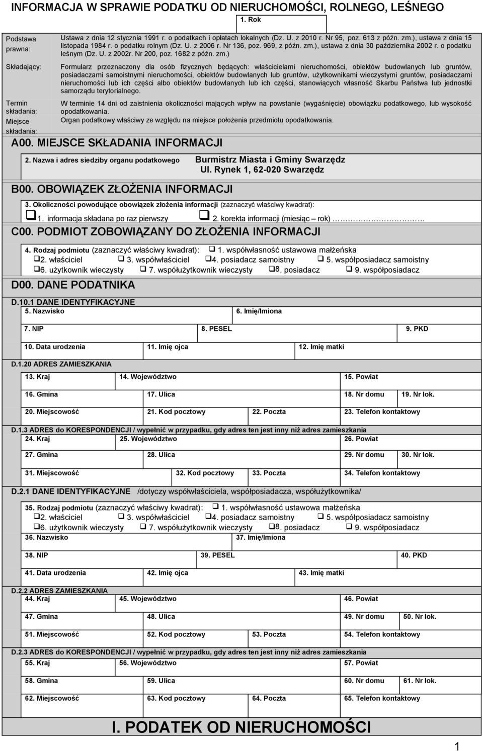 o podatku leśnym (Dz. U. z 2002r. Nr 200, poz. 1682 z późn. zm.