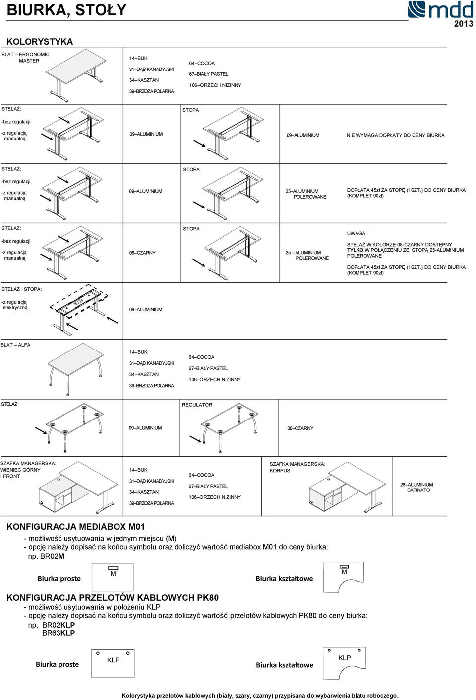 manualną 08 CZARNY 25 ALUMINIUM STELAŻ W KOLORZE 08-CZARNY DOSTĘPNY TYLKO W POŁĄCZENIU ZE STOPĄ 25-ALUMINIUM DOPŁATA 45zł ZA STOPĘ (1SZT) DO CENY BIURKA (KOMPLET 90zł) STELAŻ I STOPA: - elektryczną