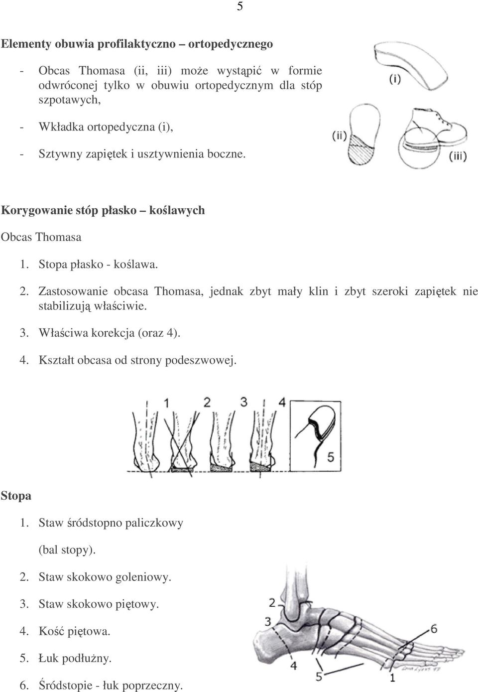 Zastosowanie obcasa Thomasa, jednak zbyt mały klin i zbyt szeroki zapiętek nie stabilizują właściwie. 3. Właściwa korekcja (oraz 4)