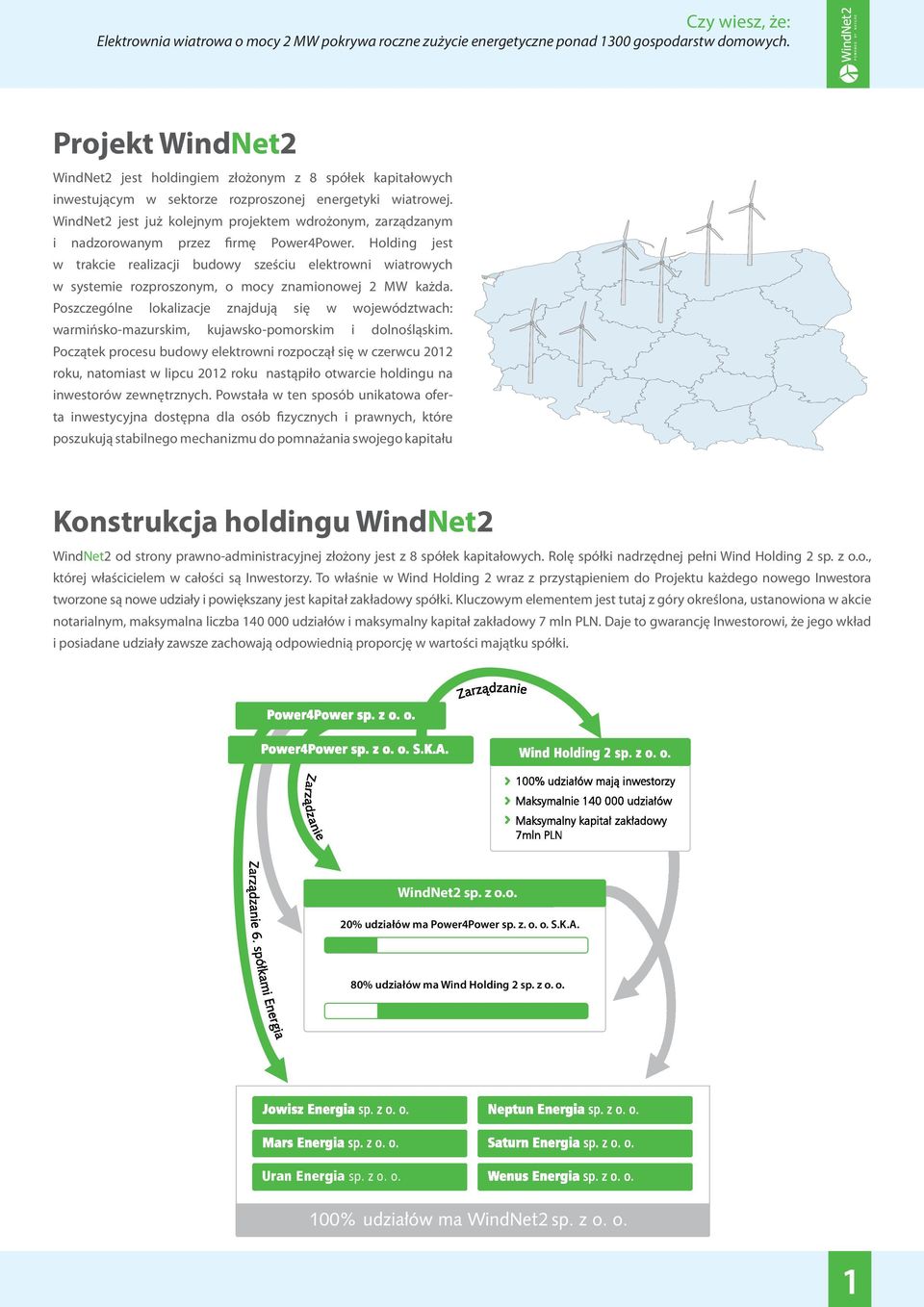 WindNet2 jest już kolejnym projektem wdrożonym, zarządzanym i nadzorowanym przez firmę Power4Power.