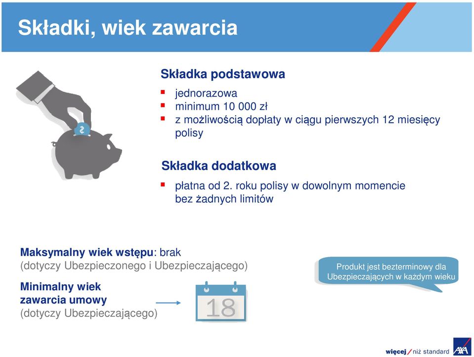 roku polisy w dowolnym momencie bez żadnych limitów Maksymalny wiek wstępu: brak (dotyczy