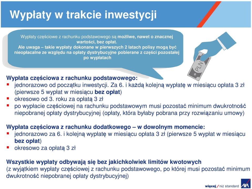 podstawowego: jednorazowo od początku inwestycji. Za 6. i każdą kolejną wypłatę w miesiącu opłata 3 zł (pierwsze 5 wypłat w miesiącu bez opłat) okresowo od 3.