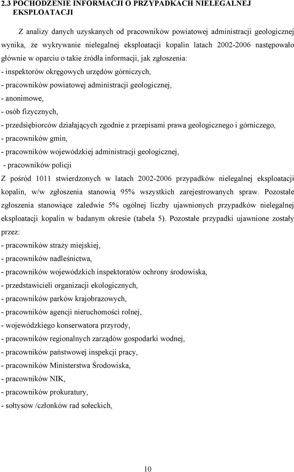 anonimowe, - osób fizycznych, - przedsiębiorców działających zgodnie z przepisami prawa geologicznego i górniczego, - pracowników gmin, - pracowników wojewódzkiej administracji geologicznej, -