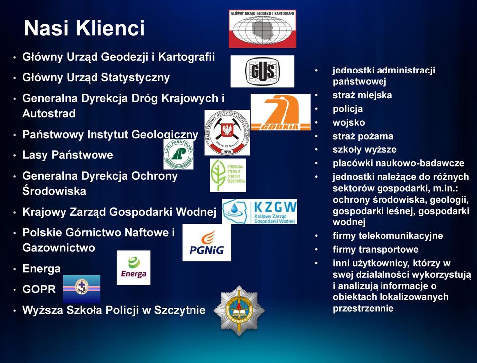 straż miejska policja wojsko straż pożarna szkoły wyższe placówki naukowo-badawcze jednostki należące do różnych sektorów gospodarki, m.in.