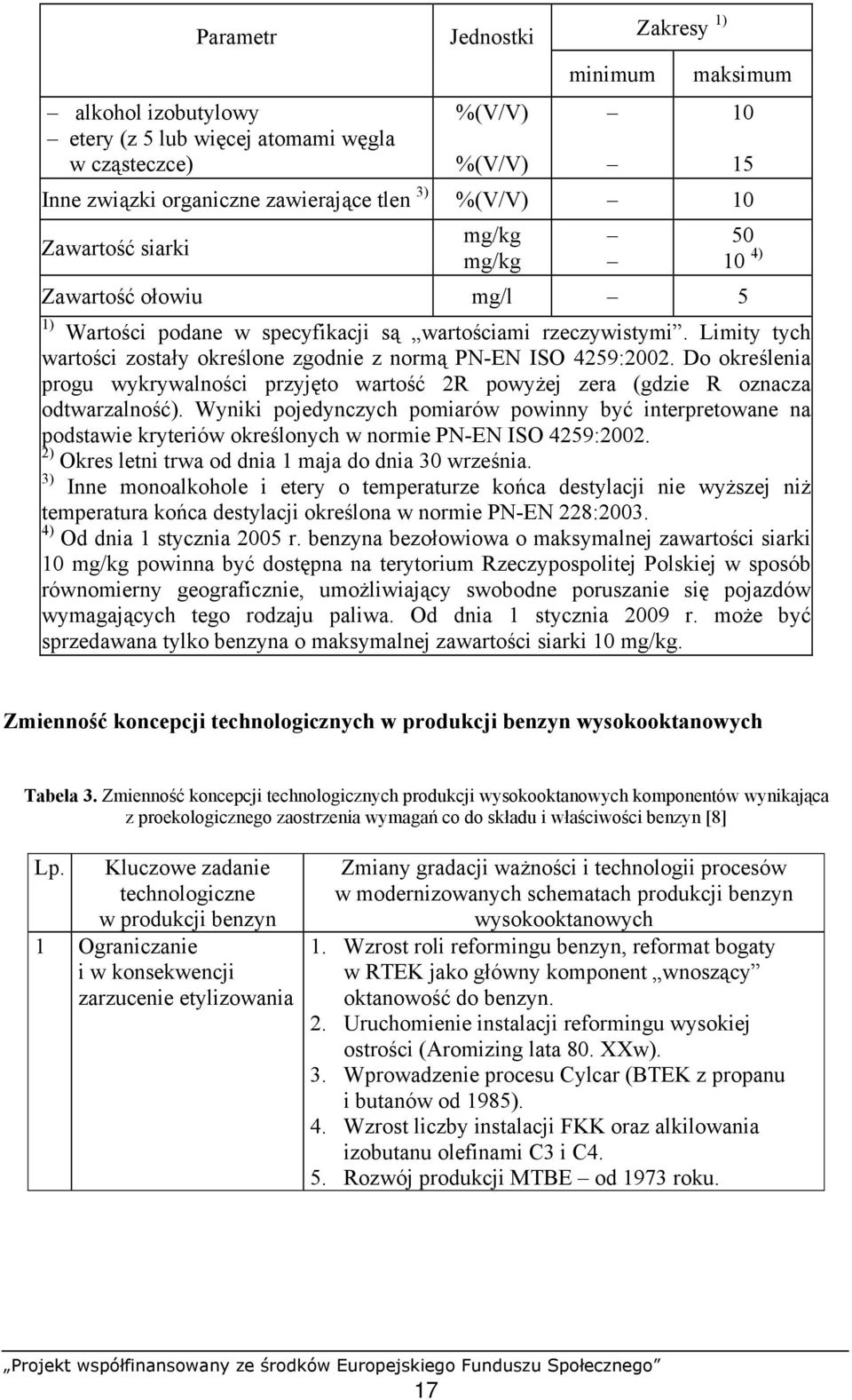 Limity tych wartości zostały określone zgodnie z normą PN-EN ISO 4259:2002. Do określenia progu wykrywalności przyjęto wartość 2R powyżej zera (gdzie R oznacza odtwarzalność).