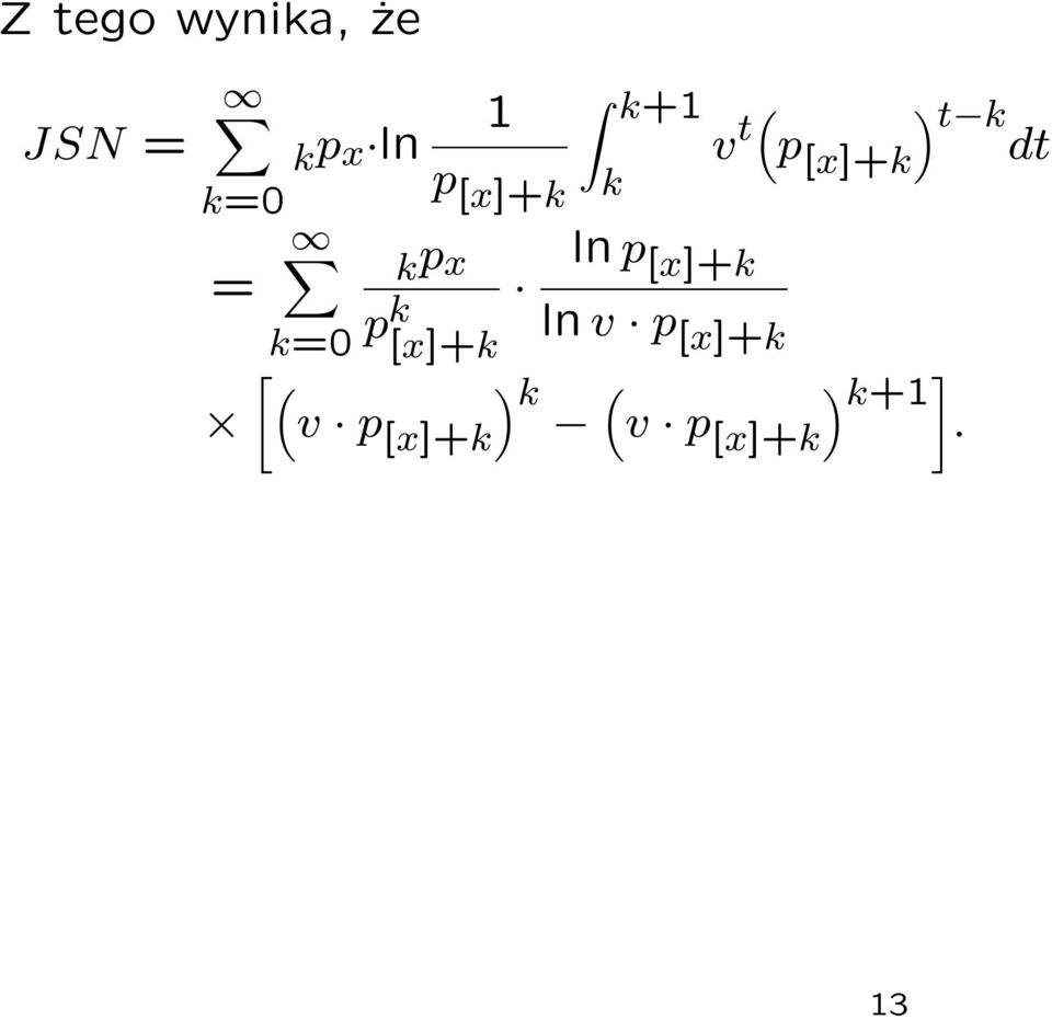 kp x ln p [x]+k p k ln v p [x]+k