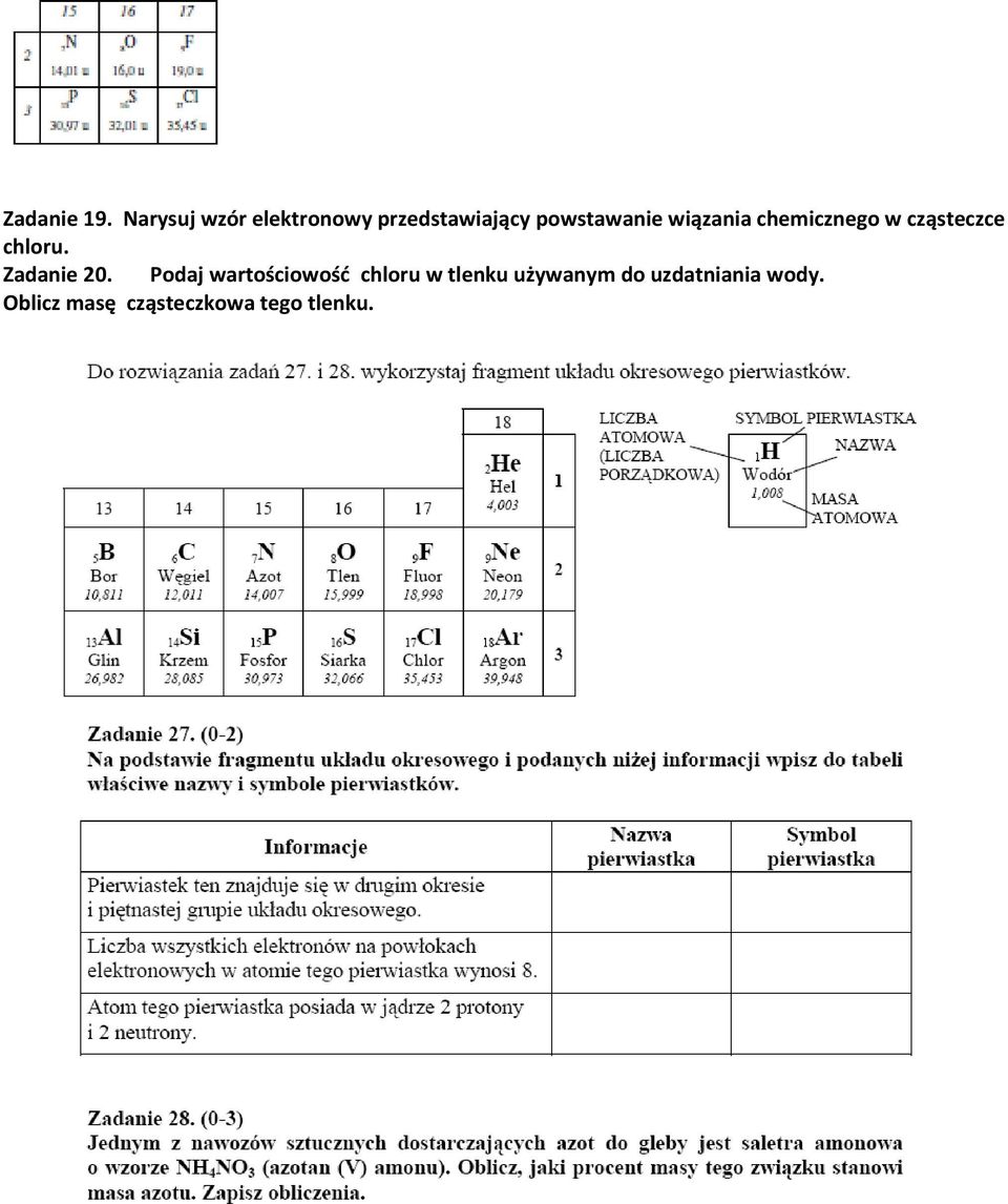 wiązania chemicznego w cząsteczce chloru. Zadanie 20.