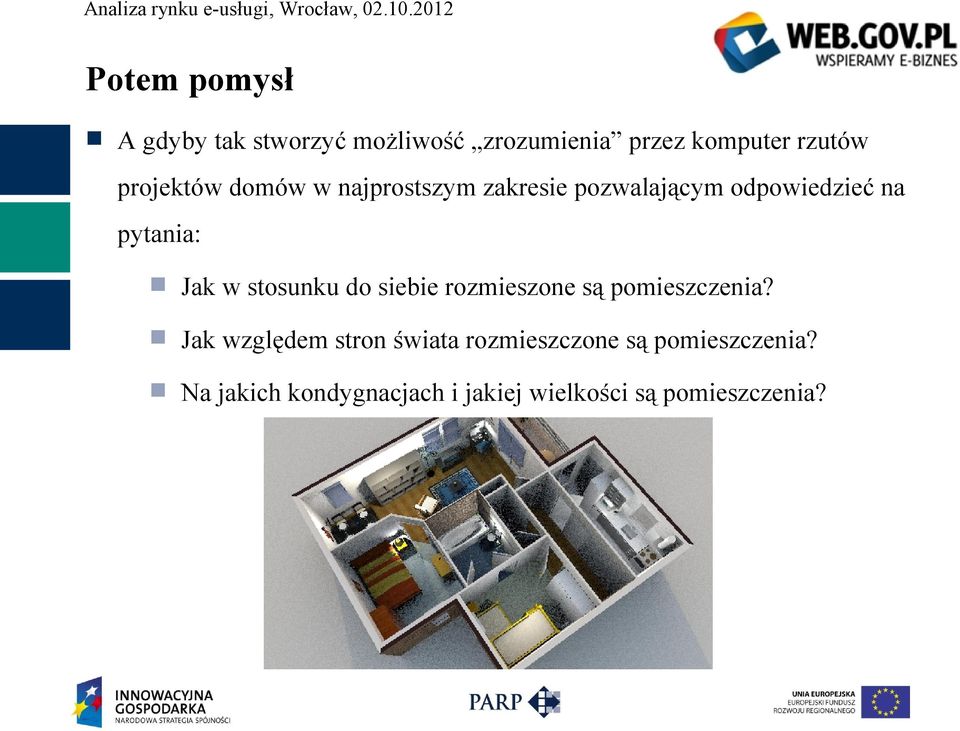 w stosunku do siebie rozmieszone są pomieszczenia?