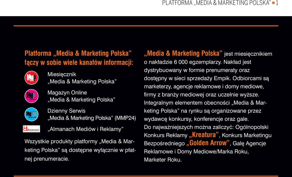 Nakład jest dystrybuowany w formie prenumeraty oraz dostępny w sieci sprzedaży Empik. Odbiorcami są marketerzy, agencje reklamowe i domy mediowe, firmy z branży mediowej oraz uczelnie wyższe.