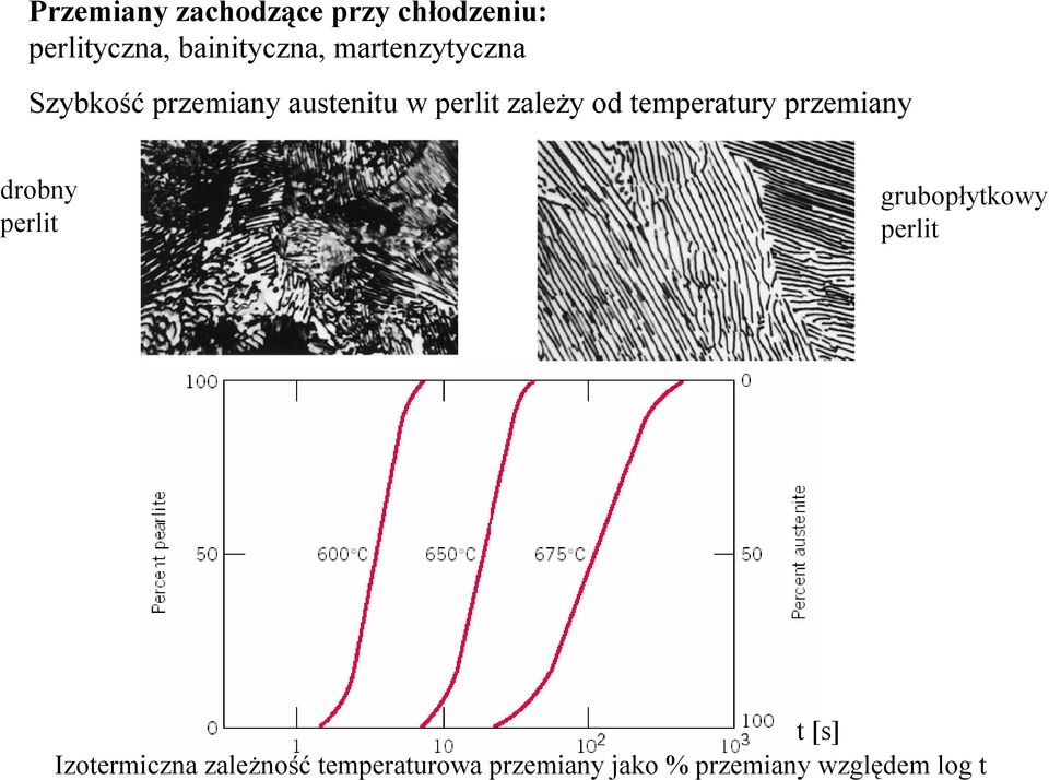 temperatury przemiany drobny perlit grubopłytkowy perlit t [s]