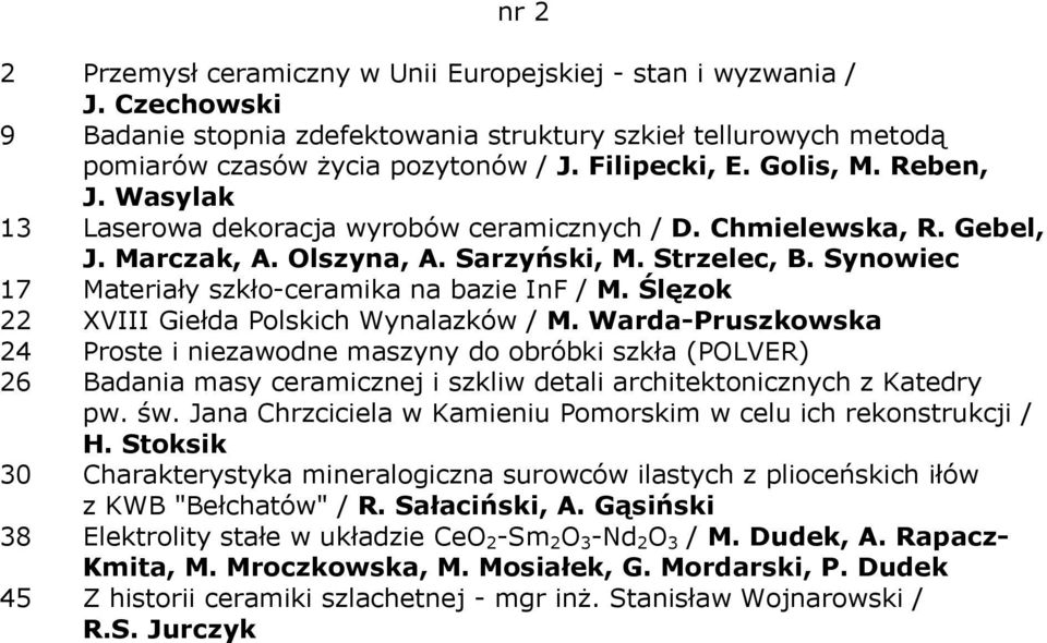 Synowiec 17 Materiały szkło-ceramika na bazie InF / M. Ślęzok 22 XVIII Giełda Polskich Wynalazków / M.