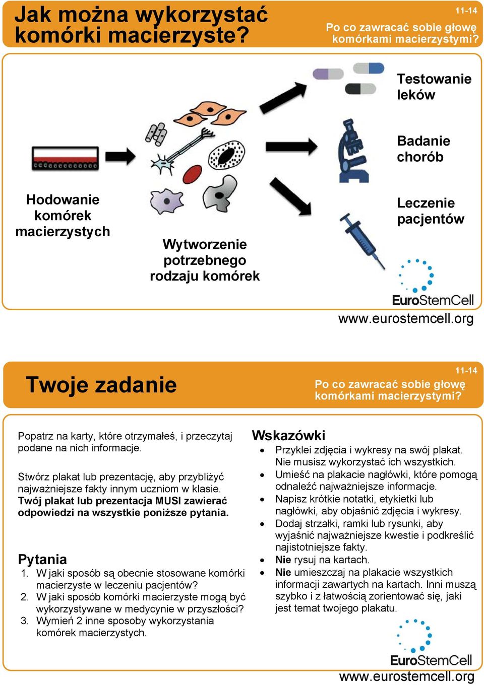 Popatrz na karty, które otrzymałeś, i przeczytaj podane na nich informacje. Stwórz plakat lub prezentację, aby przybliżyć najważniejsze fakty innym uczniom w klasie.