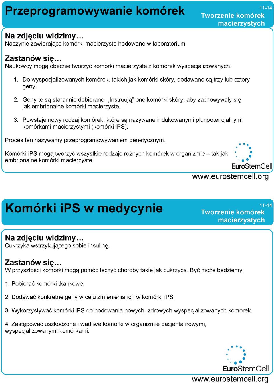 Do wyspecjalizowanych komórek, takich jak komórki skóry, dodawane są trzy lub cztery geny. 2. Geny te są starannie dobierane.