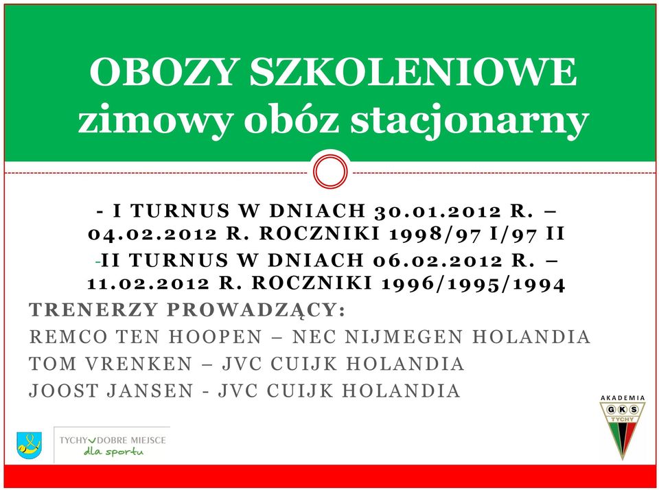 ROCZNIKI 1 998/97 I/97 II -II TURNUS W DNIACH 06.02.2012 R.