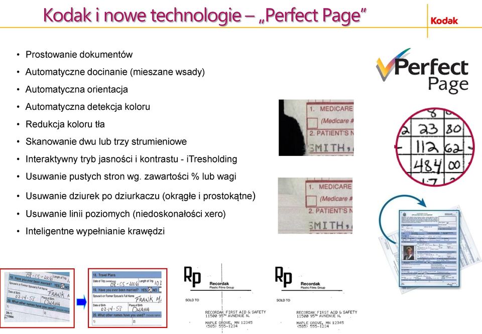 Interaktywny tryb jasności i kontrastu - itresholding Usuwanie pustych stron wg.
