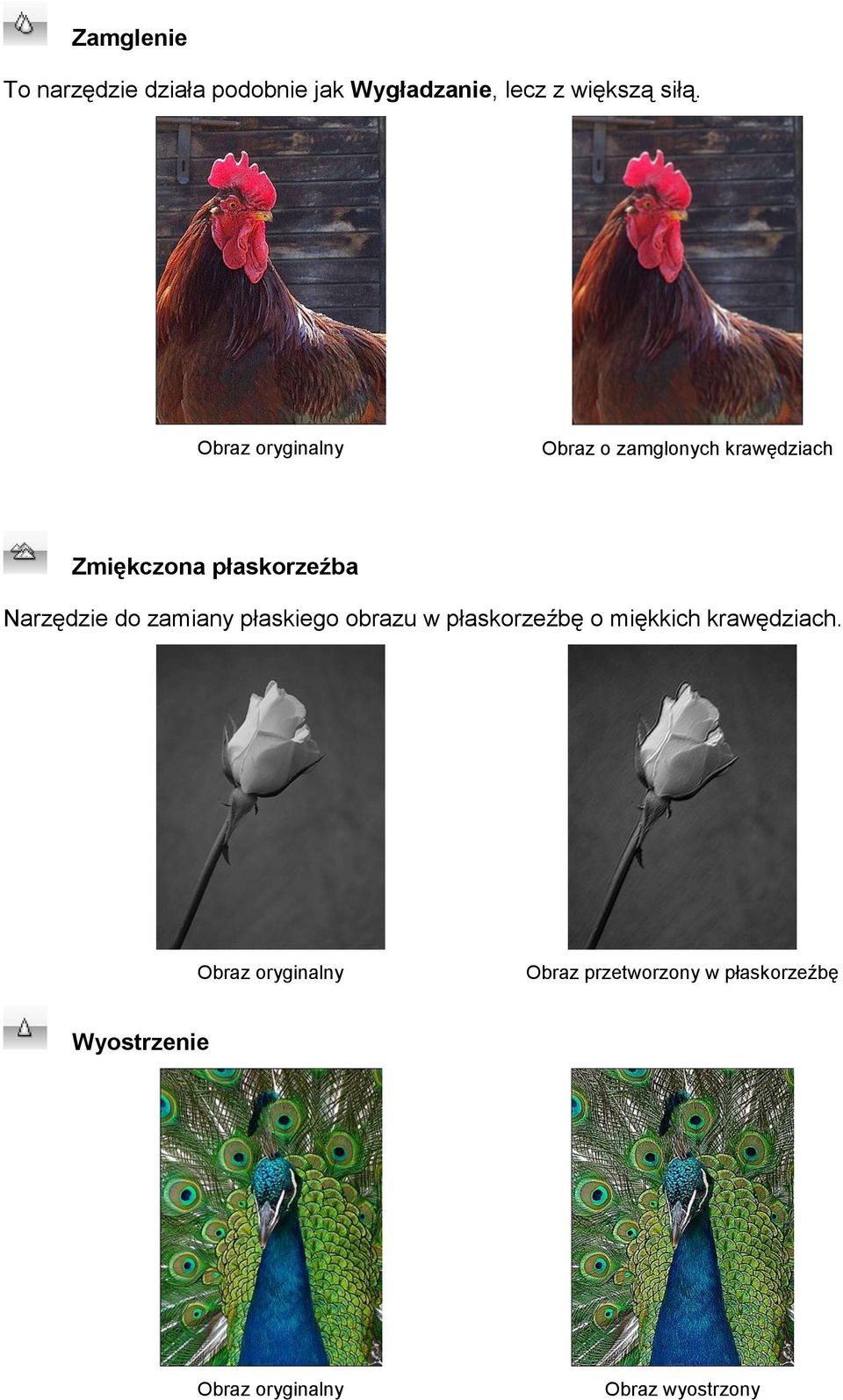 Obraz o zamglonych krawędziach Zmiękczona płaskorzeźba Narzędzie do