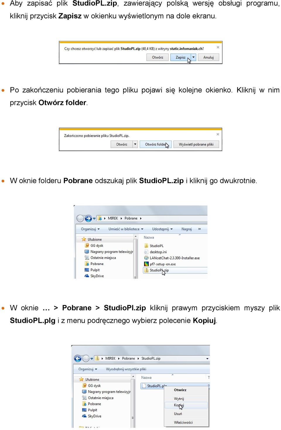Po zakończeniu pobierania tego pliku pojawi się kolejne okienko. Kliknij w nim przycisk Otwórz folder.