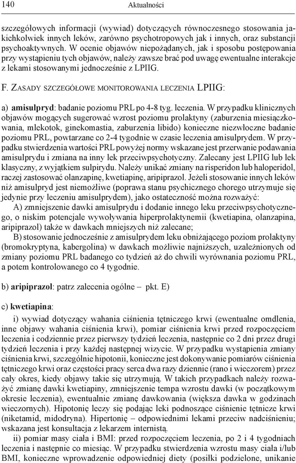 Zasady szczegółowe monitorowania leczenia 