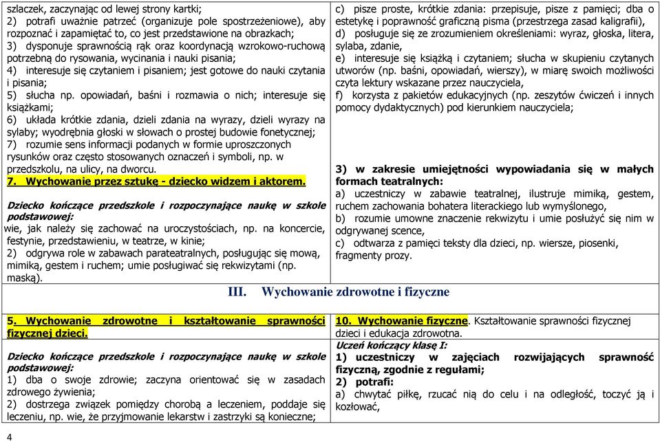 opowiadań, baśni i rozmawia o nich; interesuje się książkami; 6) układa krótkie zdania, dzieli zdania na wyrazy, dzieli wyrazy na sylaby; wyodrębnia głoski w słowach o prostej budowie fonetycznej; 7)